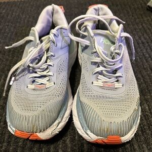 Hoka Women's Light Gray and Pink Athletic Shoes